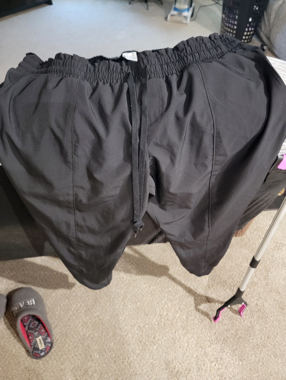 Time and Tru Black Maternity Elastic Waist Drawstring Shorts